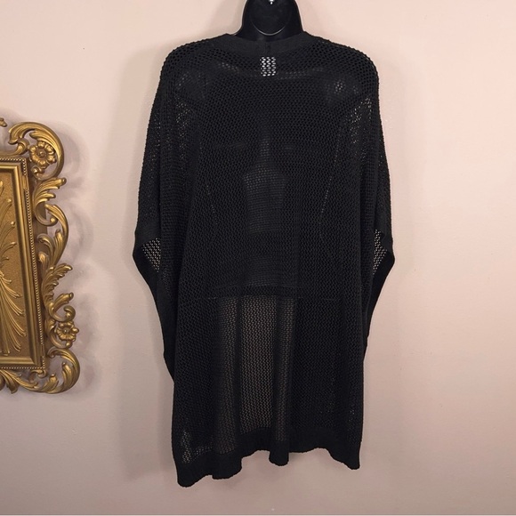 Small/Medium Black Open Knit Crochet Style Shrug Sweater Boho Goth Bohemian - Picture 12 of 16